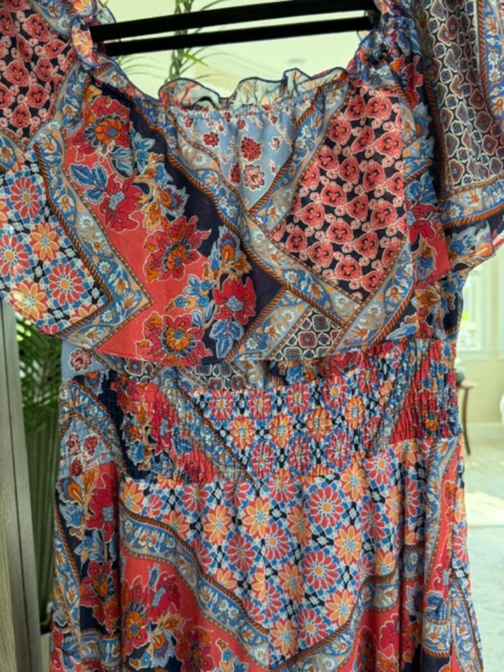 Rabbit Rabbit Rabbit Off-Shoulder Handkerchief Hem Midi Dress 🌺💜🌸 Size 16 EUC - Picture 5 of 6